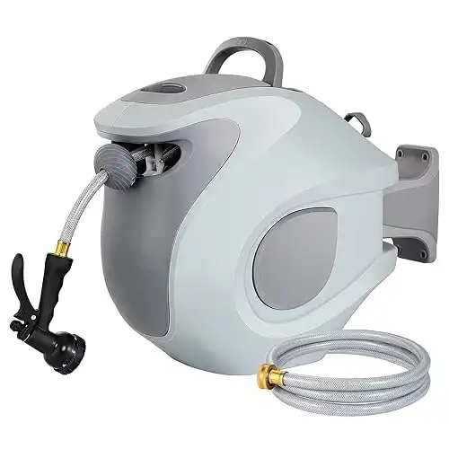 Dewenwils Retractable Garden Hose Reel with Spray Nozzle