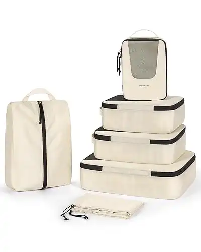 Bagsmart Packing Cubes 6 Set Lightweight Organizers with Shoe Bag