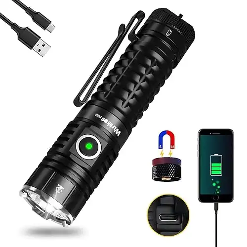 Wurkkos LED Flashlight Rechargeable High Lumen USB C