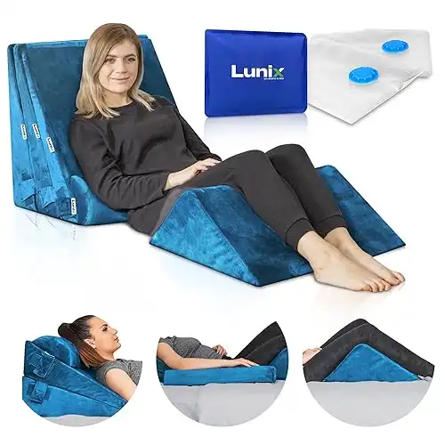 Lunix Orthopedic Bed Wedge Pillow Set with Hot Cold Pack