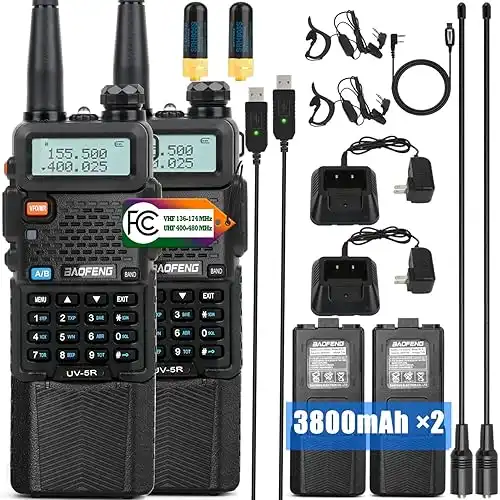 Baofeng UV-5R 2Pack Radio with 3800mAh Battery