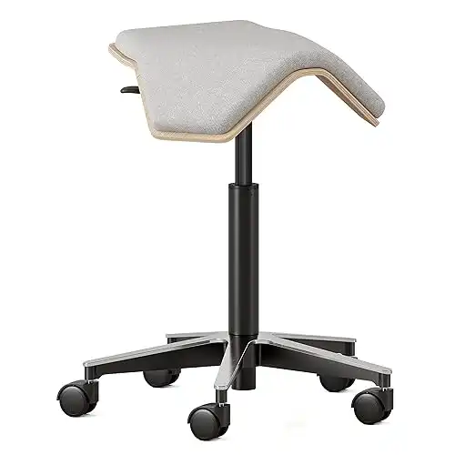 Branch ILOA Plus Ergonomic Rolling Stool Adjustable Birch Frame Recycled Seat