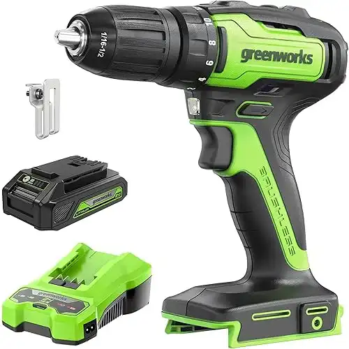 Greenworks 24V Brushless Drill Driver 2Ah USB Battery