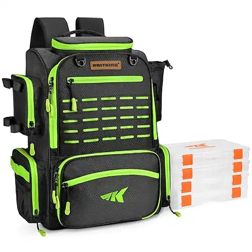 KastKing Bait Boss Fishing Tackle Backpack with Rod Holders