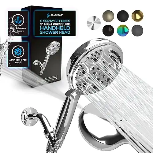 SparkPod 5 Inch 9 Spray Handheld Shower Head