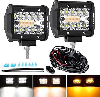 Auxbeam LED Strobe Light Bar 4 Inch LED Pods 120W