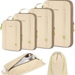 Bagsmart Compression Packing Cubes 6 PCS Water-Resistant Beige