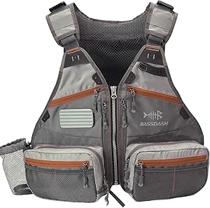 Bassdash Fly Fishing Vest Adjustable Size with Water Bottle Holder