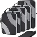 Bagsmart Compression Packing Cubes 6 Set Lightweight Organizers Black