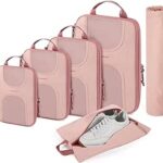 Bagsmart Compression Packing Cubes 6 Set Travel Essentials Baby Pink