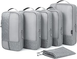 Bagsmart Compression Packing Cubes 6 Set Travel Organizer Grey