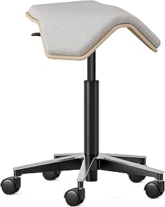 Branch ILOA Plus Ergonomic Rolling Stool Adjustable Birch Frame Recycled Seat