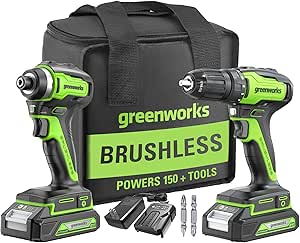 Greenworks 24V Brushless Cordless Drill Impact Driver Combo Kit