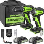 Greenworks 24V Max Cordless Drill Impact Combo Kit