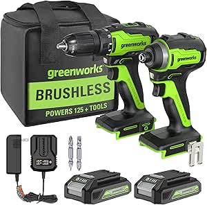 Greenworks 24V Max Cordless Drill Impact Combo Kit