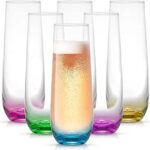 JoyJolt HUE Stemless Champagne Flutes Set of 6 9.4oz