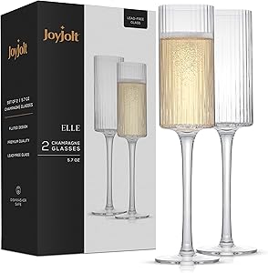 JoyJolt Elle 6oz Vintage Champagne Glasses