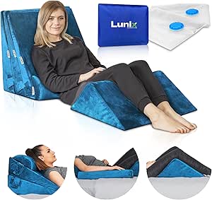 Lunix Orthopedic Bed Wedge Pillow Set with Hot Cold Pack