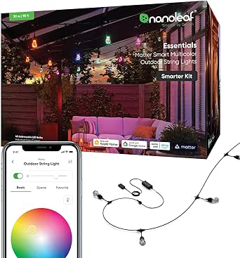 Nanoleaf Essentials Matter Smart Multicolor Outdoor String Lights 98ft