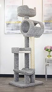 New Cat Condos Solid Wood Cat Climbing Tower Gray