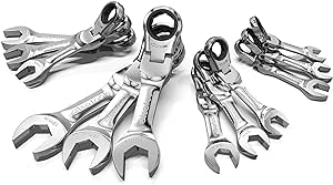 Olsa Tools Stubby Flex Head Metric Ratchet Wrench Set 12pc