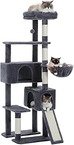 Pawz Road Cat Tree 60 Inches Dual Condos Dark Gray