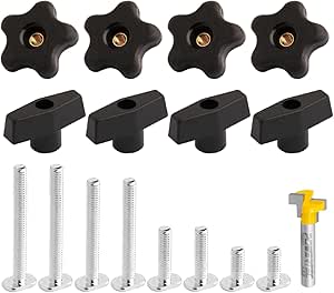 Powertec T Track Knob Kit w/T Slot Router Bit