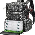 Piscifun Fishing Tackle Backpack with Rod Holders & 4 Tackle Boxes