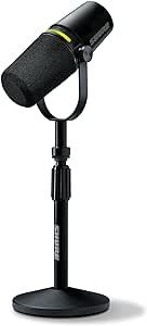 Shure MV7 Podcast Dynamic Microphone with Stand Black