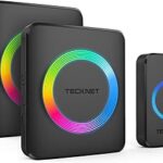 Tecknet Wireless Doorbell 2 Receivers IP65 RGB Light 1300Ft