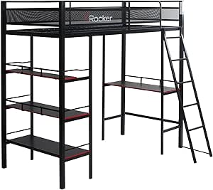 X Rocker Fortress Gaming Loft Bed Black Metal Frame