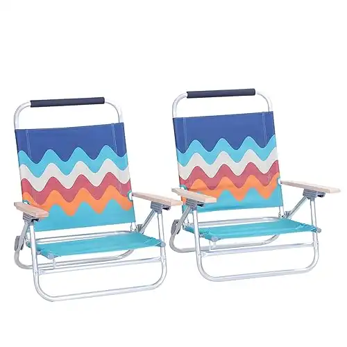 Alpha Camp Low Beach Camping Chair with Cooler Bag