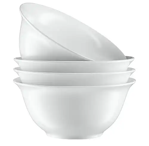 KooK Ceramic Salad Serving Bowls White Glossy Porcelain 41 oz Set