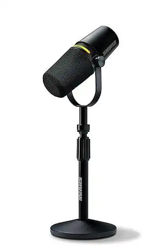 Shure MV7 Podcast Dynamic Microphone with Stand Black