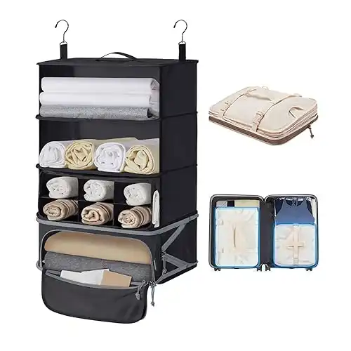 Bagsmart Hanging Packing Cubes Travel Shelves Black-Large