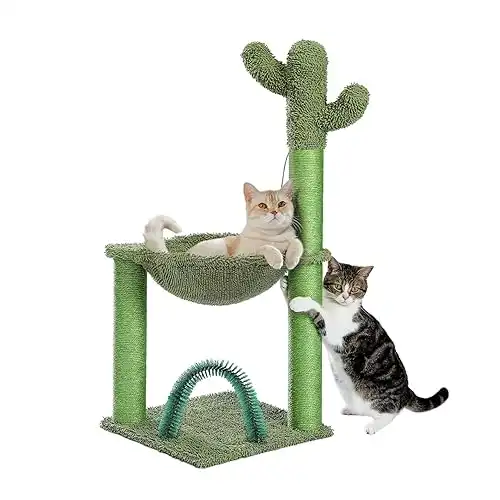 PAWZ Road Cactus Cat Tree 33 Inch with Self Groomer