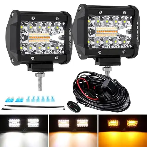 Auxbeam LED Strobe Light Bar 4 Inch LED Pods 120W