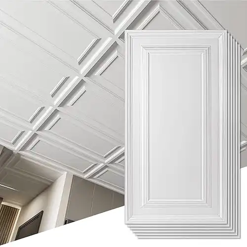 Art3d 12-Pack PVC Ceiling Tiles 2x4 Ft Smooth White