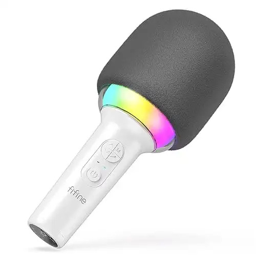 Fifine Bluetooth Karaoke Microphone Handheld with Speaker RGB