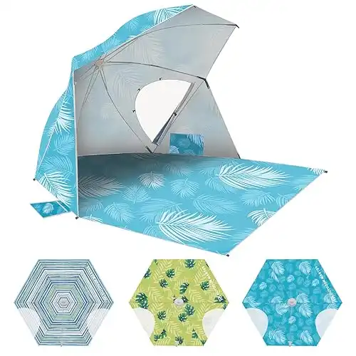 OutdoorMaster Pop Up Beach Umbrella Tent UPF 50+