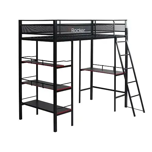 X Rocker Fortress Gaming Loft Bed Black Metal Frame