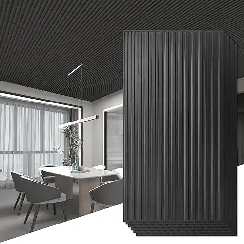 Art3d 12-Pack Slat Design 3D Wall Panels Black