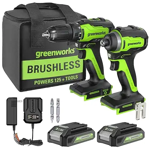 Greenworks 24V Max Cordless Drill Impact Combo Kit