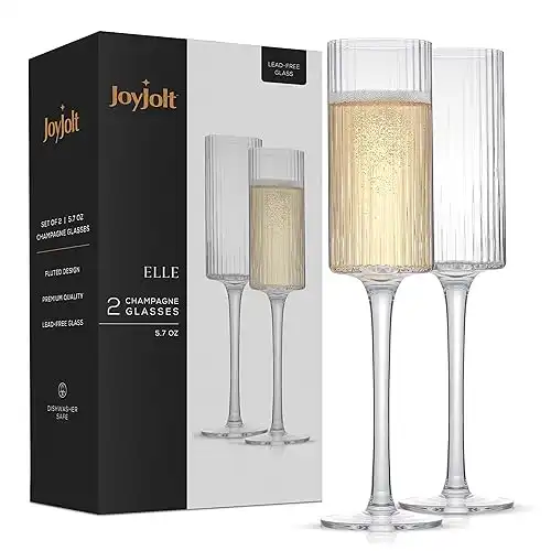 JoyJolt Elle 6oz Vintage Champagne Glasses