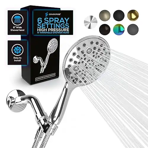 SparkPod 6 Spray High Pressure Hand Held Shower Head Set