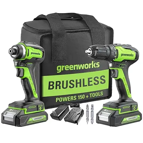 Greenworks 24V Brushless Cordless Drill Impact Driver Combo Kit