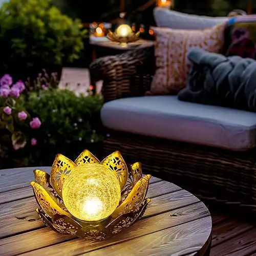 Gigalumi Solar Lotus Flower Lights Outdoor Garden Decor