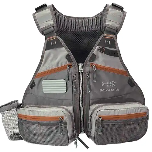 Bassdash Fly Fishing Vest Adjustable Size with Water Bottle Holder