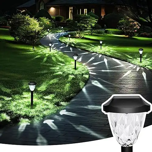 Gigalumi 8 Pack Solar Outdoor Pathway Lights Waterproof Auto On/Off