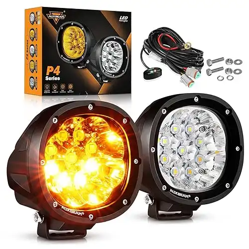 Auxbeam 6 Modes Amber White LED Lights 4 inch 90W